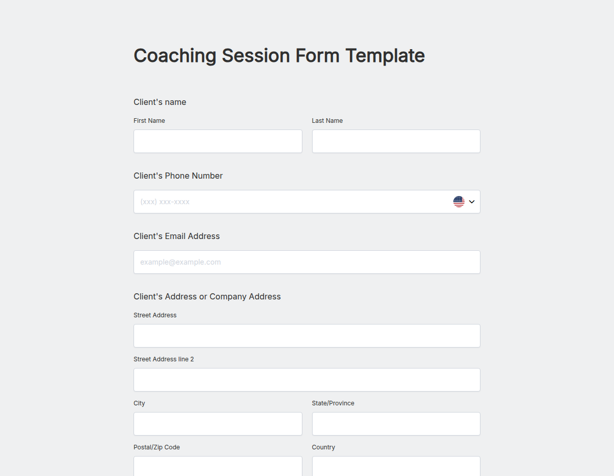 Coaching Session Form