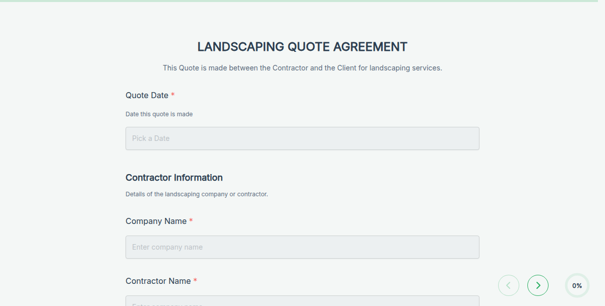 Landscaping Quote Agreement