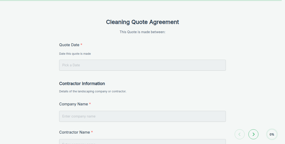 Cleaning Quote Agreement