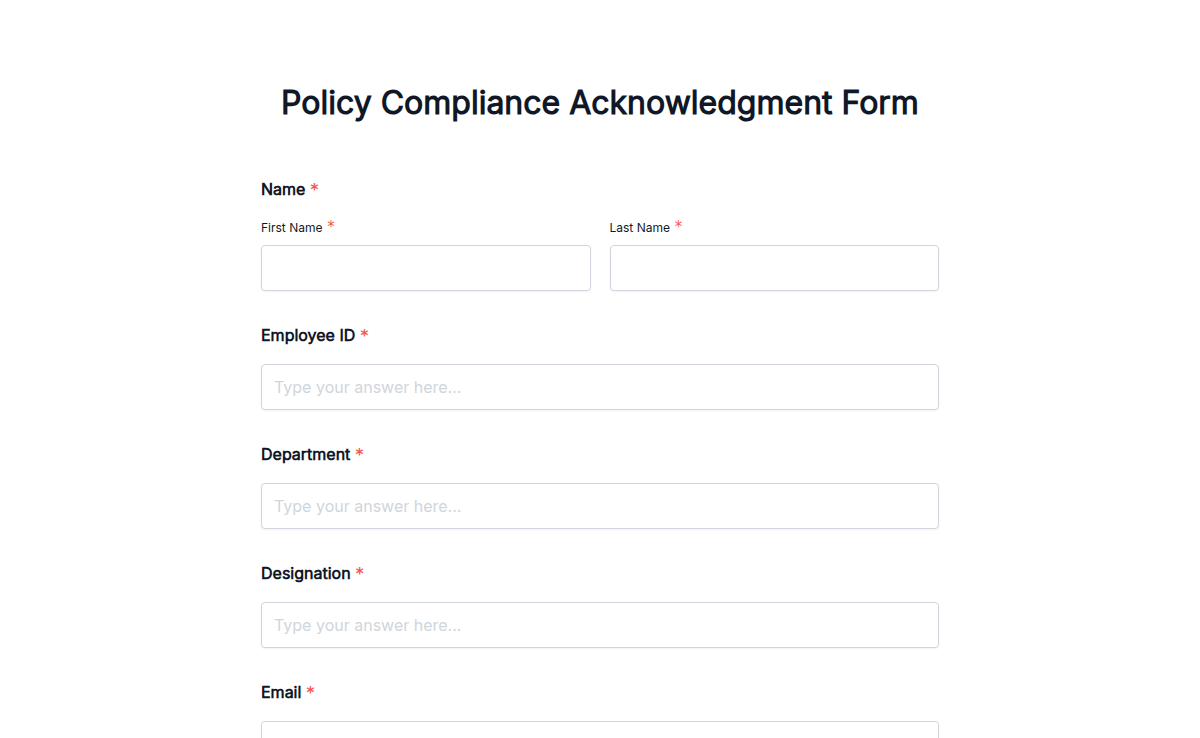 Policy Compliance Acknowledgment Form