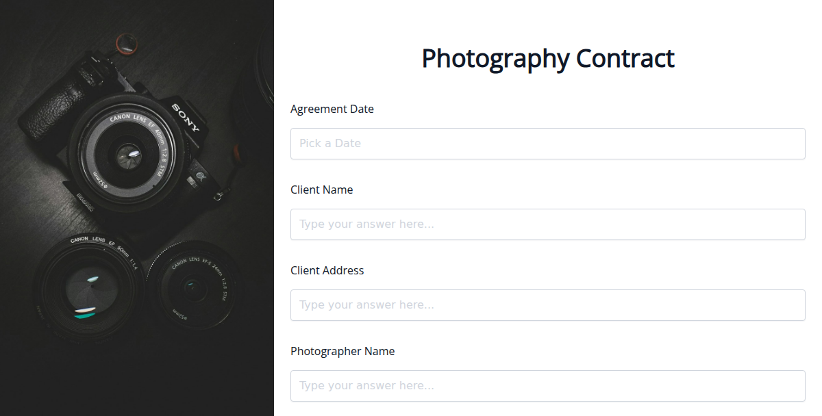 Photography Services Contract