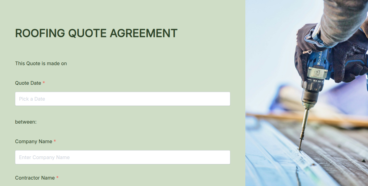 Roofing Quote Agreement